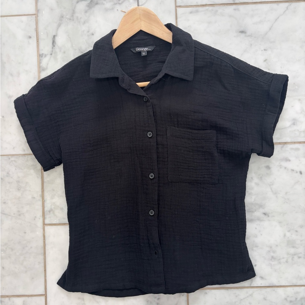 George black cotton gauze short sleeve button-up shirt | XS - Picture 2 of 6